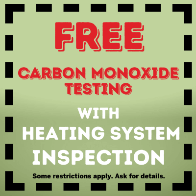Free carbon monoxide testing with heating system inspection coupon